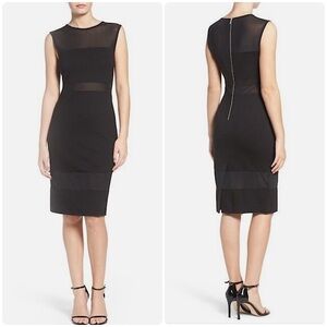 French Connection Black Sleeveless Sheath Midi Dress